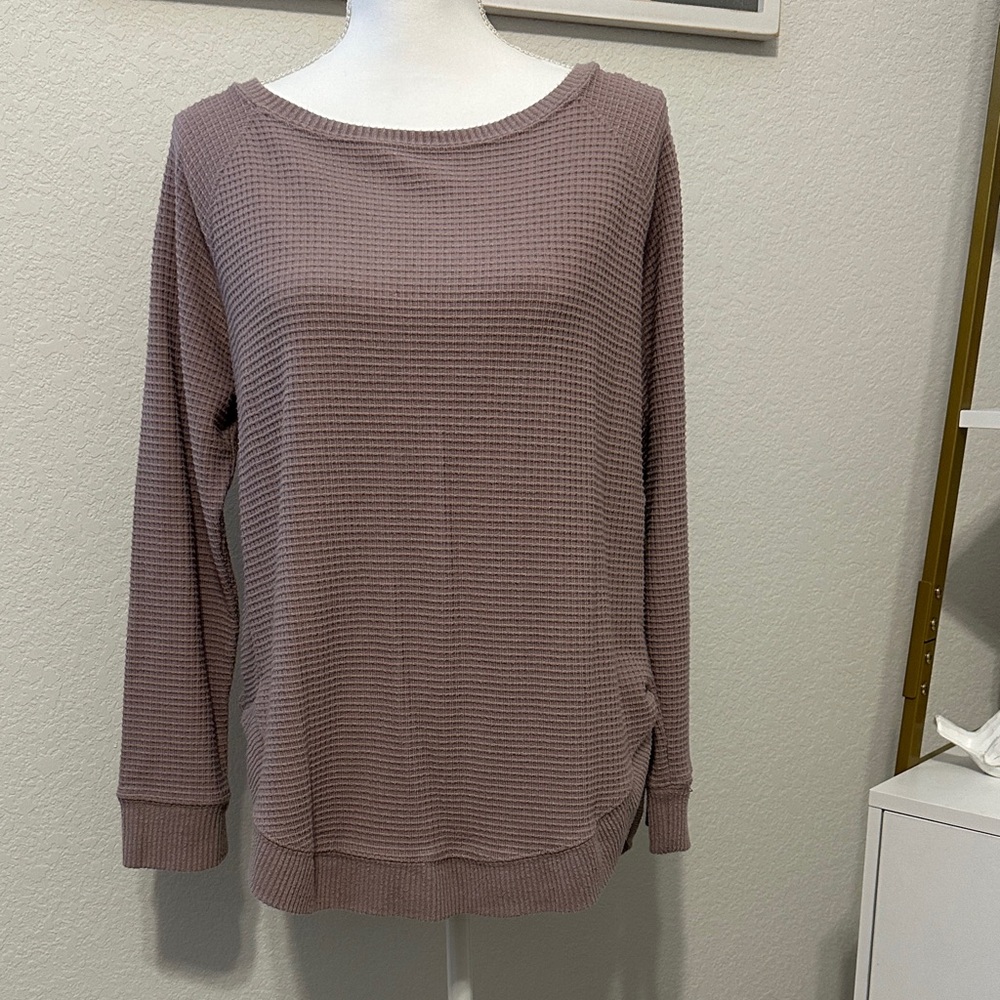 Maurices Dusty Pink Waffle Knit Long Sleeve Shirt